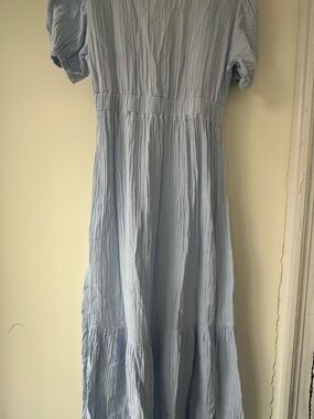 Light Blue Maxi Dress - Women's Casual Tiered Maxi